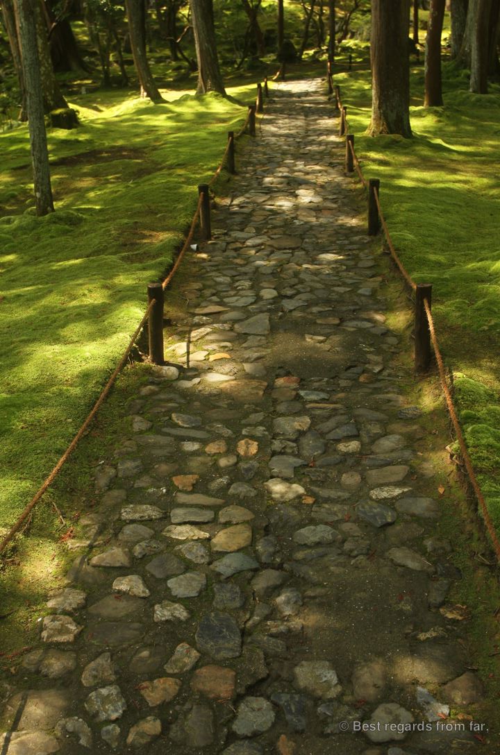The path through Koke-dera, the temple of moss, Kyoto.