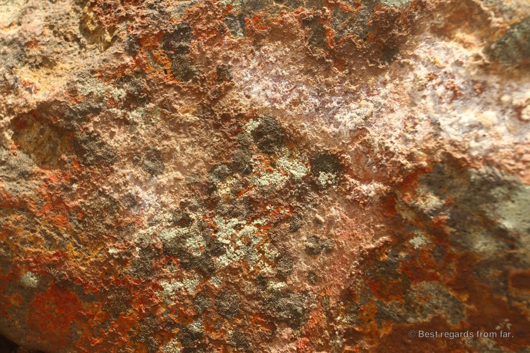 Colourful volcanic rocks and moss on the active Asahi-dake volcano in the Daisetsuzan National Park, Hokkaido Japan. The start of the Grand Traverse hike.