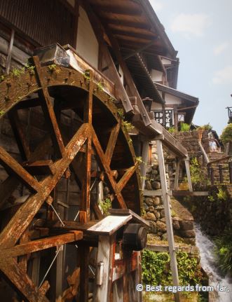 Wooden waterwheel in Japan.