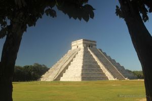 The imposing El Castillo, or Temple of Kukulkan, in Chichén Itza, Mexico. With no tourists.