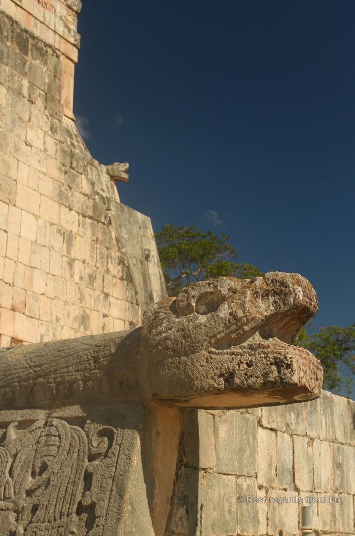 Feathered snakes sculptures, Chichén Itza, Mexico