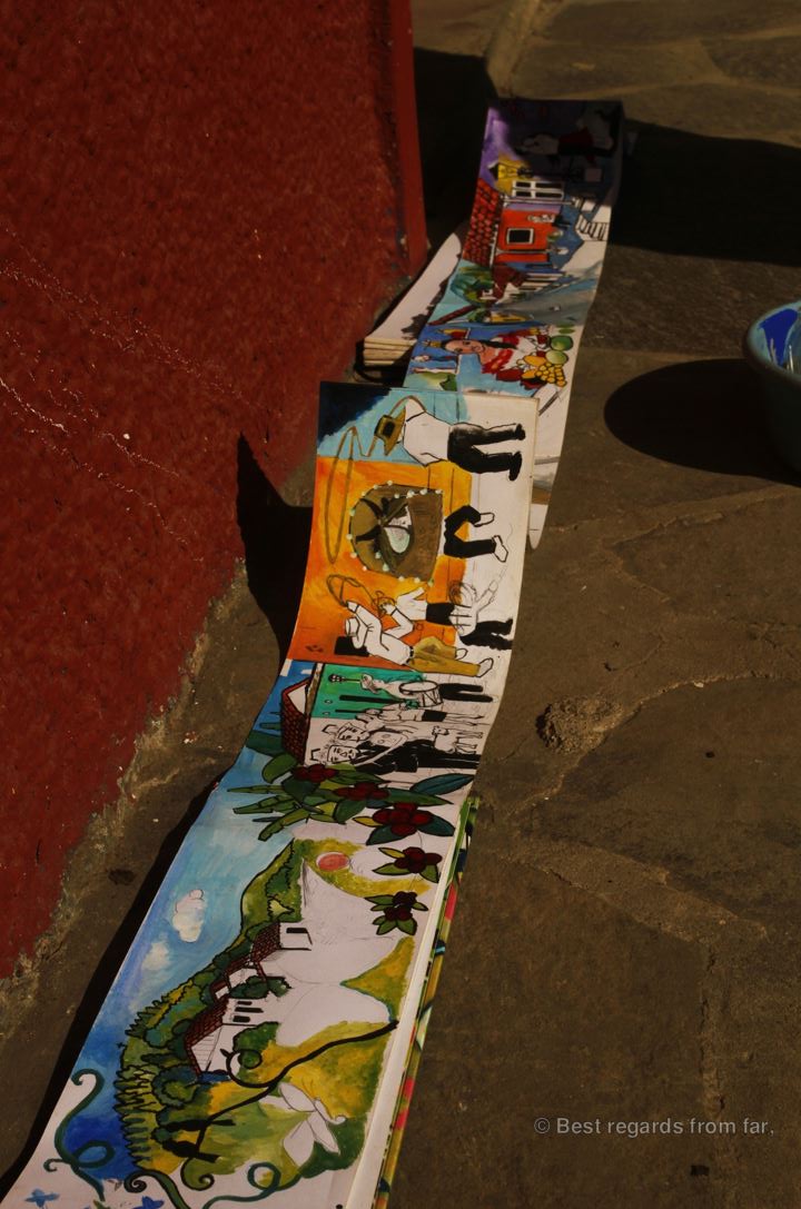 Mural artist Julio Cesar’s sketch book, Ataco, Ruta de las Flores, El Salvador