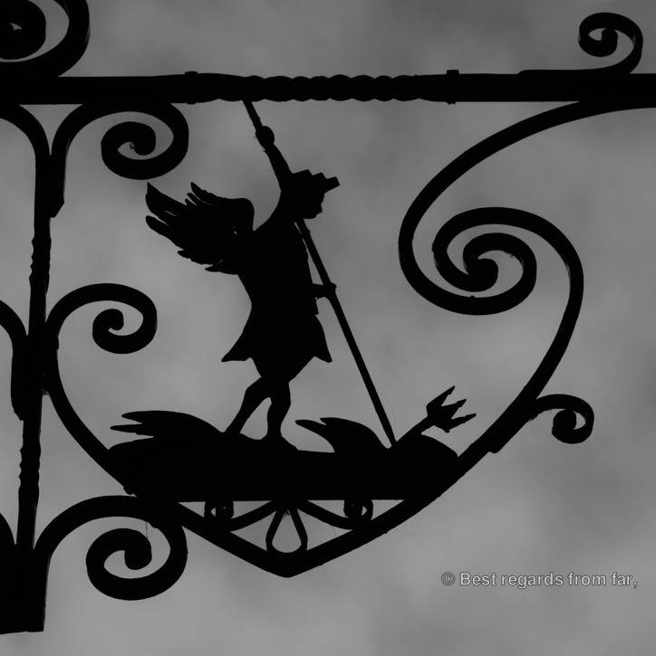 Saint Michael sending the beast down to Earth, Mont Saint Michel