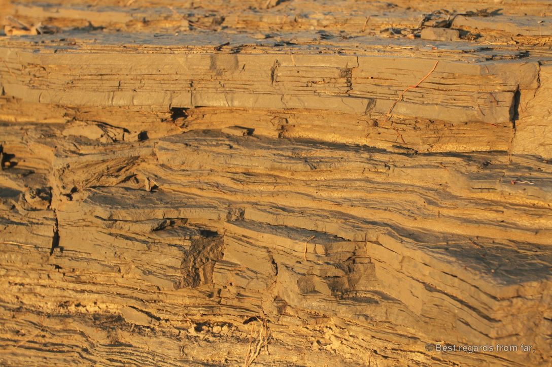 Layers of sediments in the bay of the Mont Saint Michel