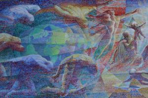 Colorful art, United Nations headquarter, New York City.