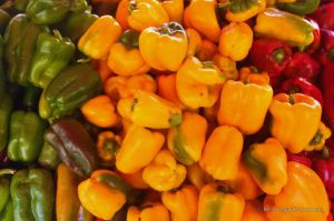 Locally grown peppers on the traditional market of Toulon, French Riviera.