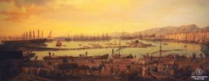 The Naval Museum of Toulon, France: painting of the old harbour.
