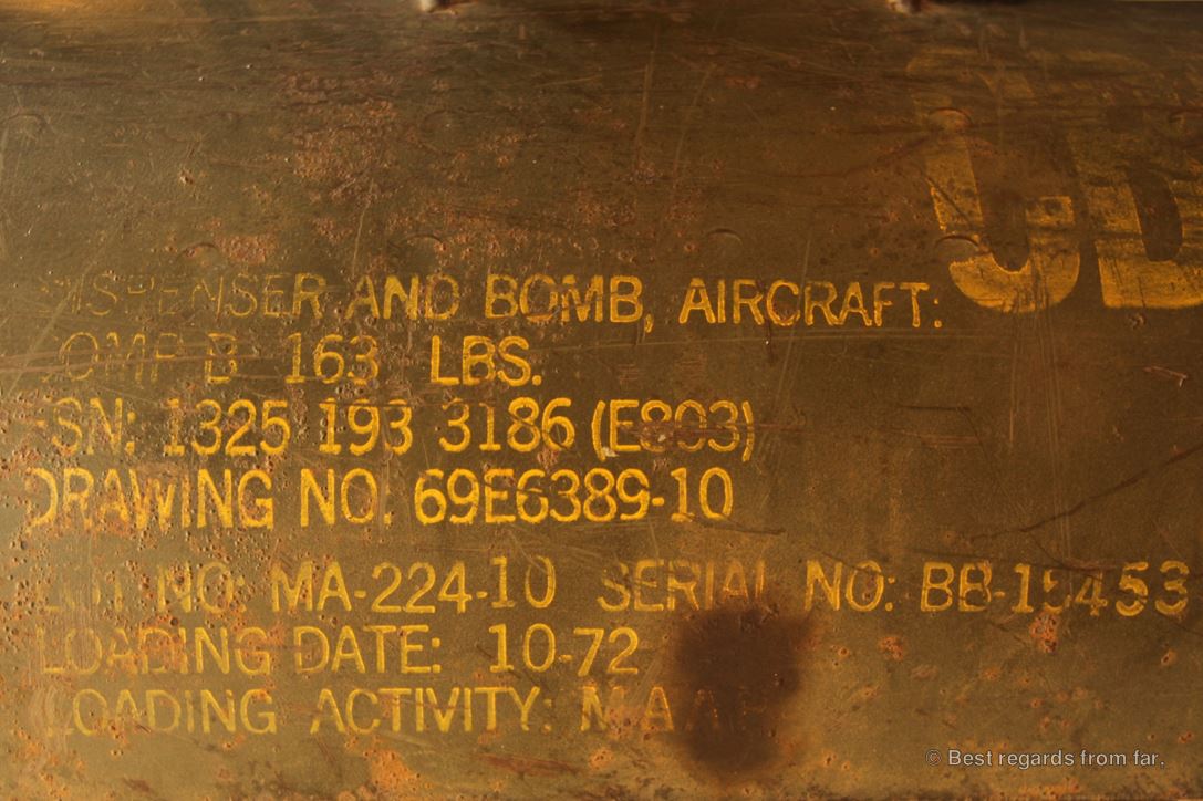 Cluster bomb tank used by the USA during the secret war in Laos.