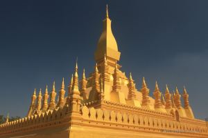 Golden facade of That Luang in Vientiane.