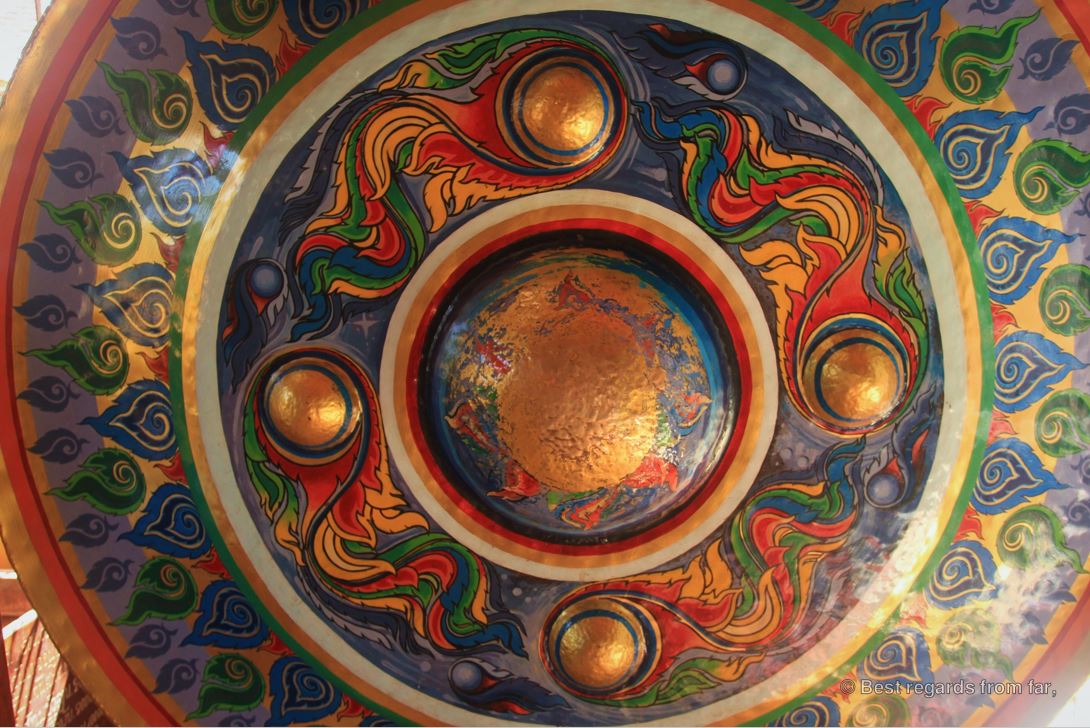 Colorful copper plate of Wat Si Meuang, Vientiane, Laos.