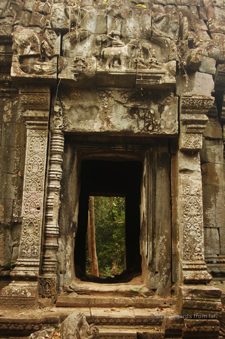 Stone entrance to a temple lost in the jungle.