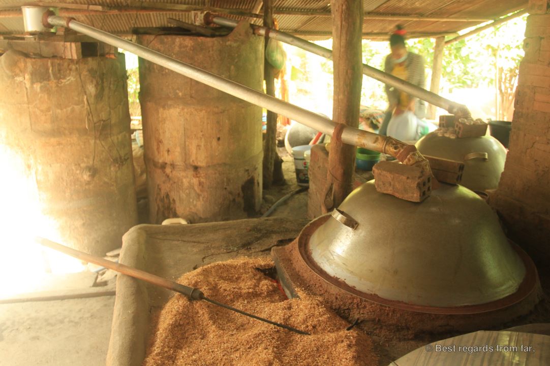Rice wine making.