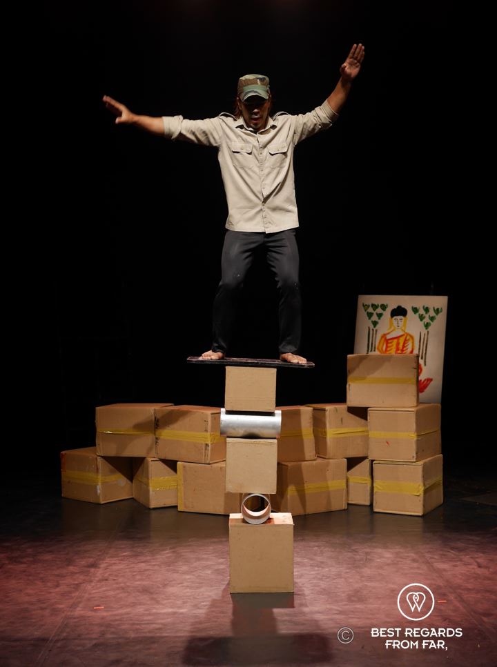 Balancing act at Phare the Cambodian Circus, Siem Reap, Cambodia.