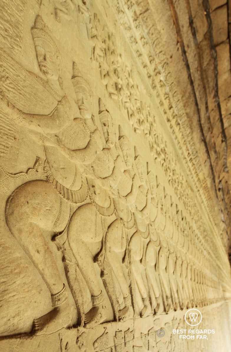 Repeating bas relief decorations on a temple.