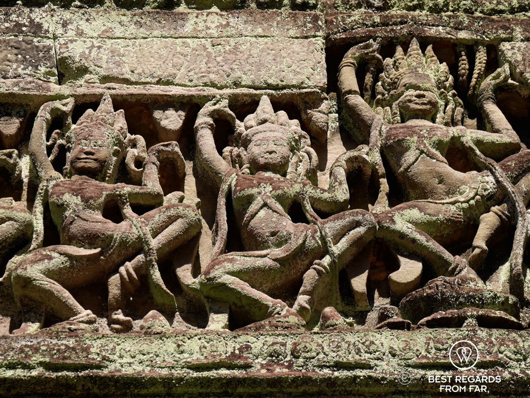 Detail of apsaras in Ta Prohm, Angkor, Cambodia.