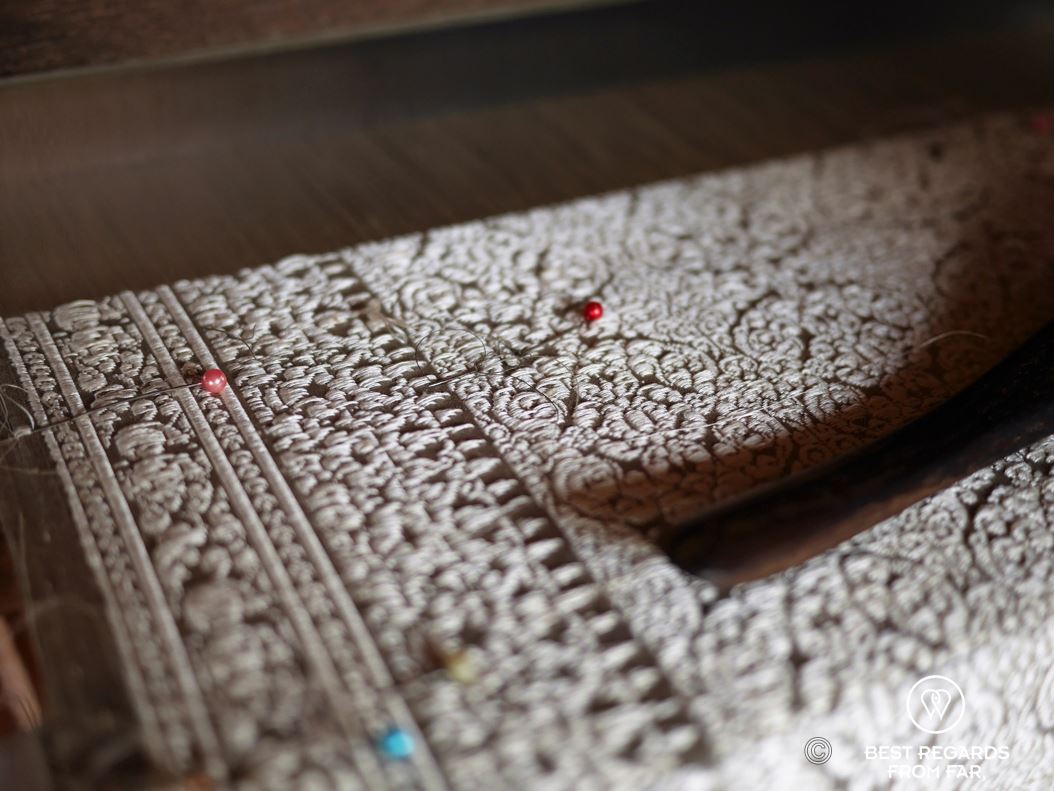 Close-up of a 3D woven silken fabric.