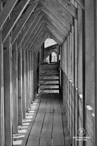 Wooden structure and staircase in the Château Comtal, cité de Carcassonne, France