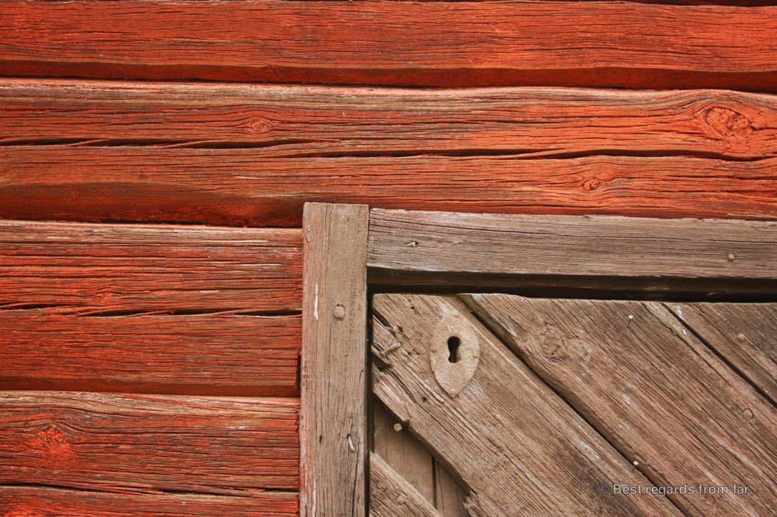 Close up of the well maintained Swedish houses, Old Gavle, Sweden