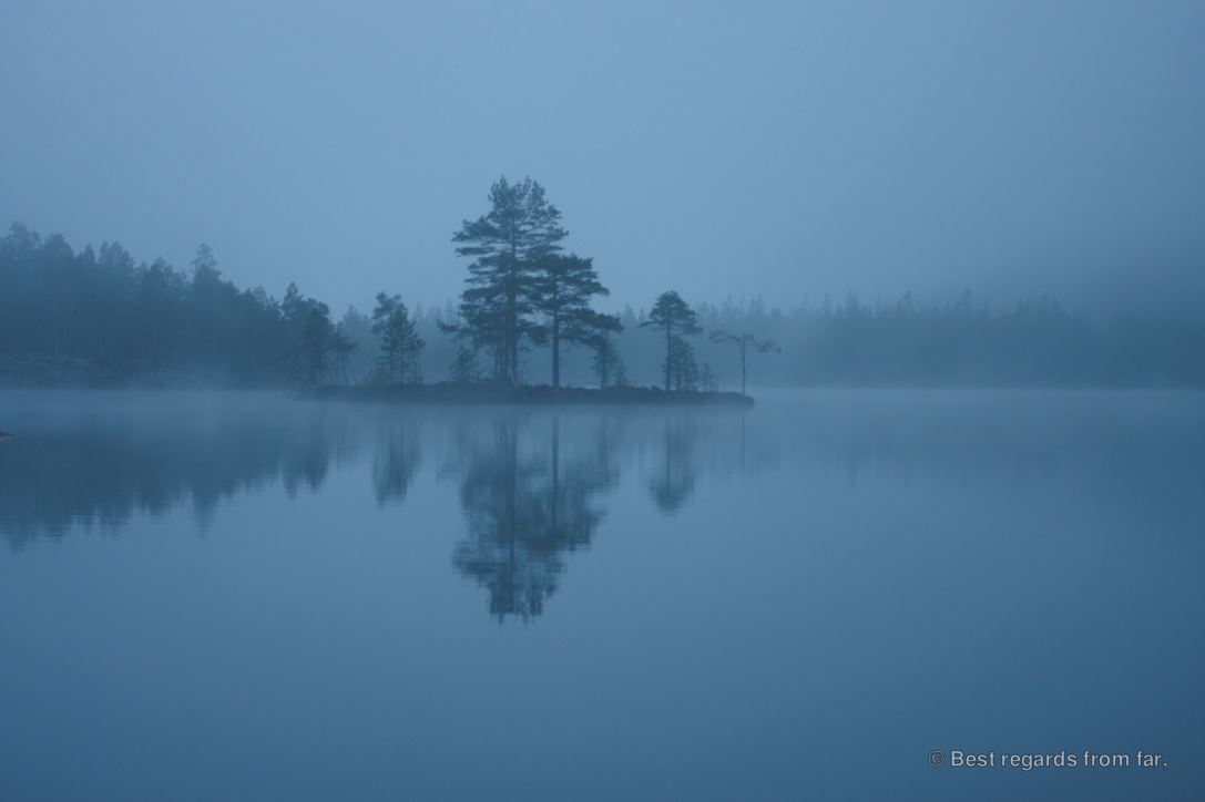 Misty lake along the High Coast trail, Sweden