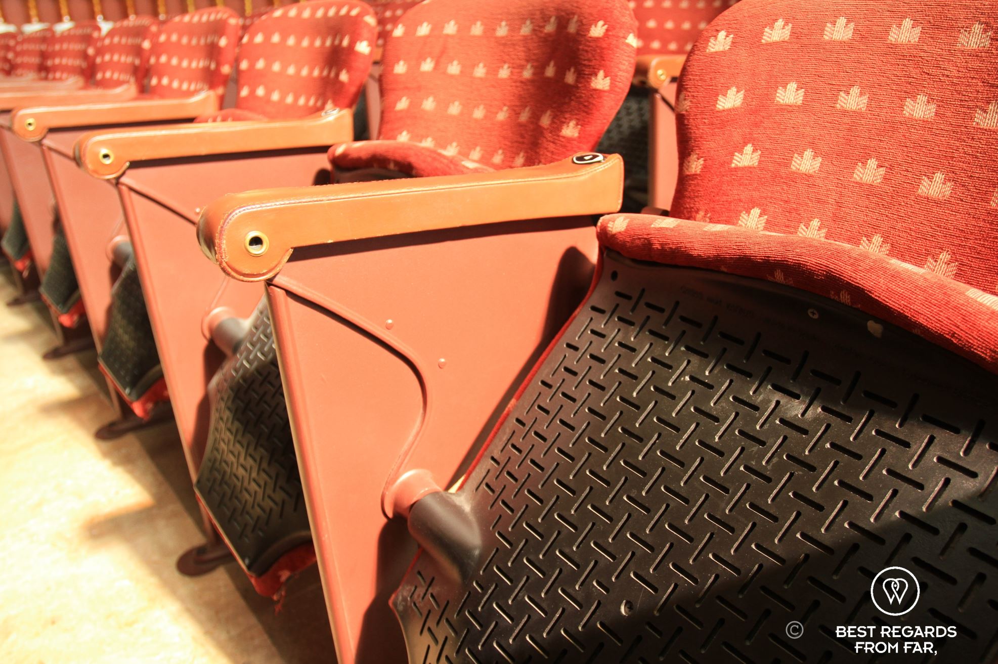 The tip-up seats and the sound-absorbant system at the Palau de la Musica Catalana.