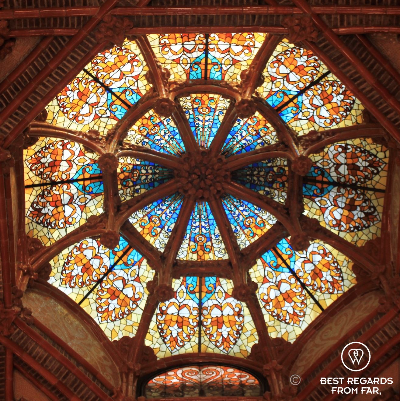 Glass dome at the Sant Pau hospital, Barcelona.