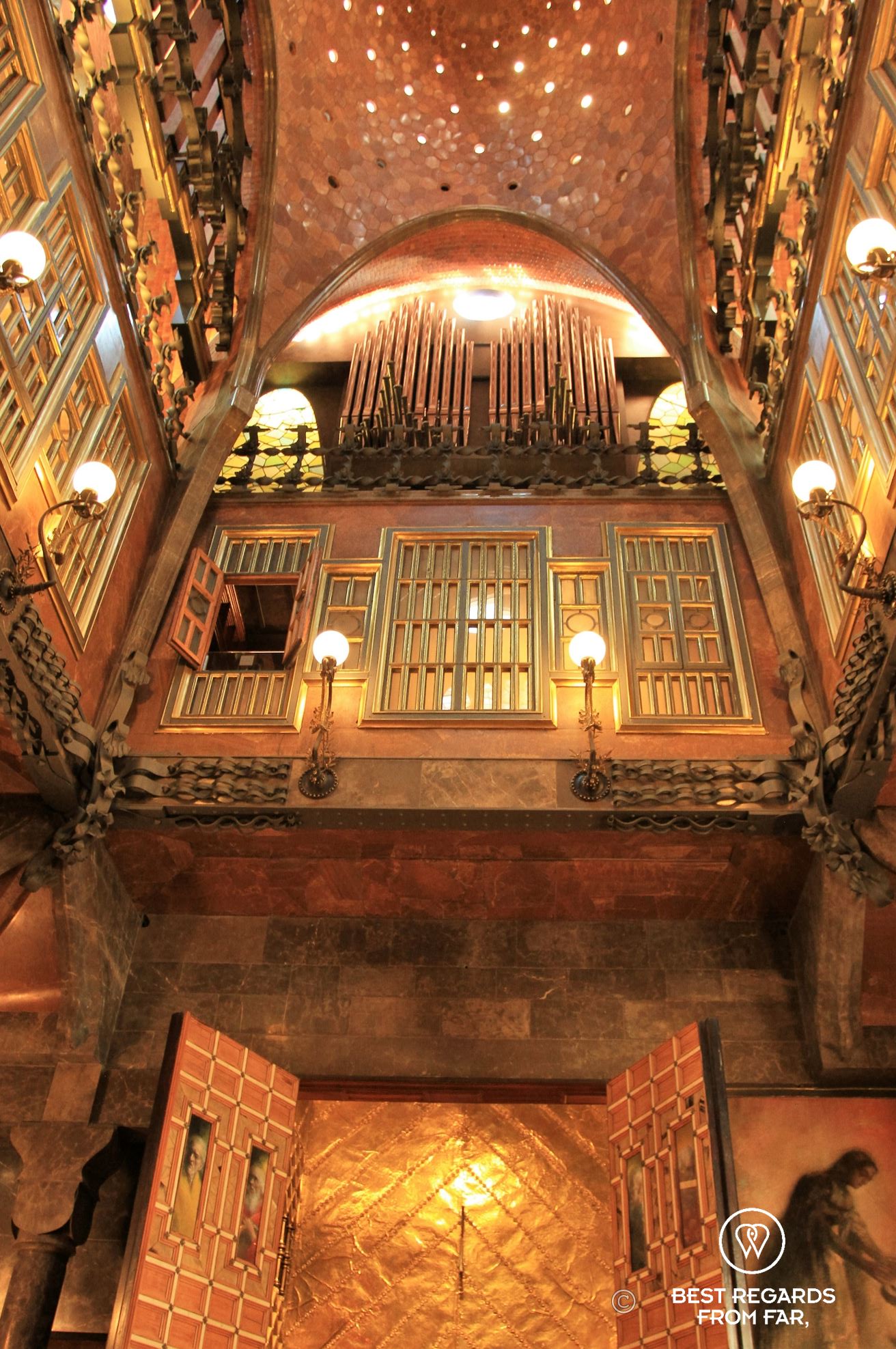 The copper vestibule of Palau Güell.