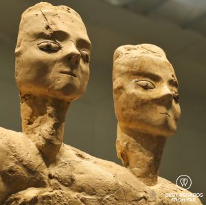 Monumental statue with 2 heads, Jordan, 6500BCE, Louvre Abu Dhabi, UAE