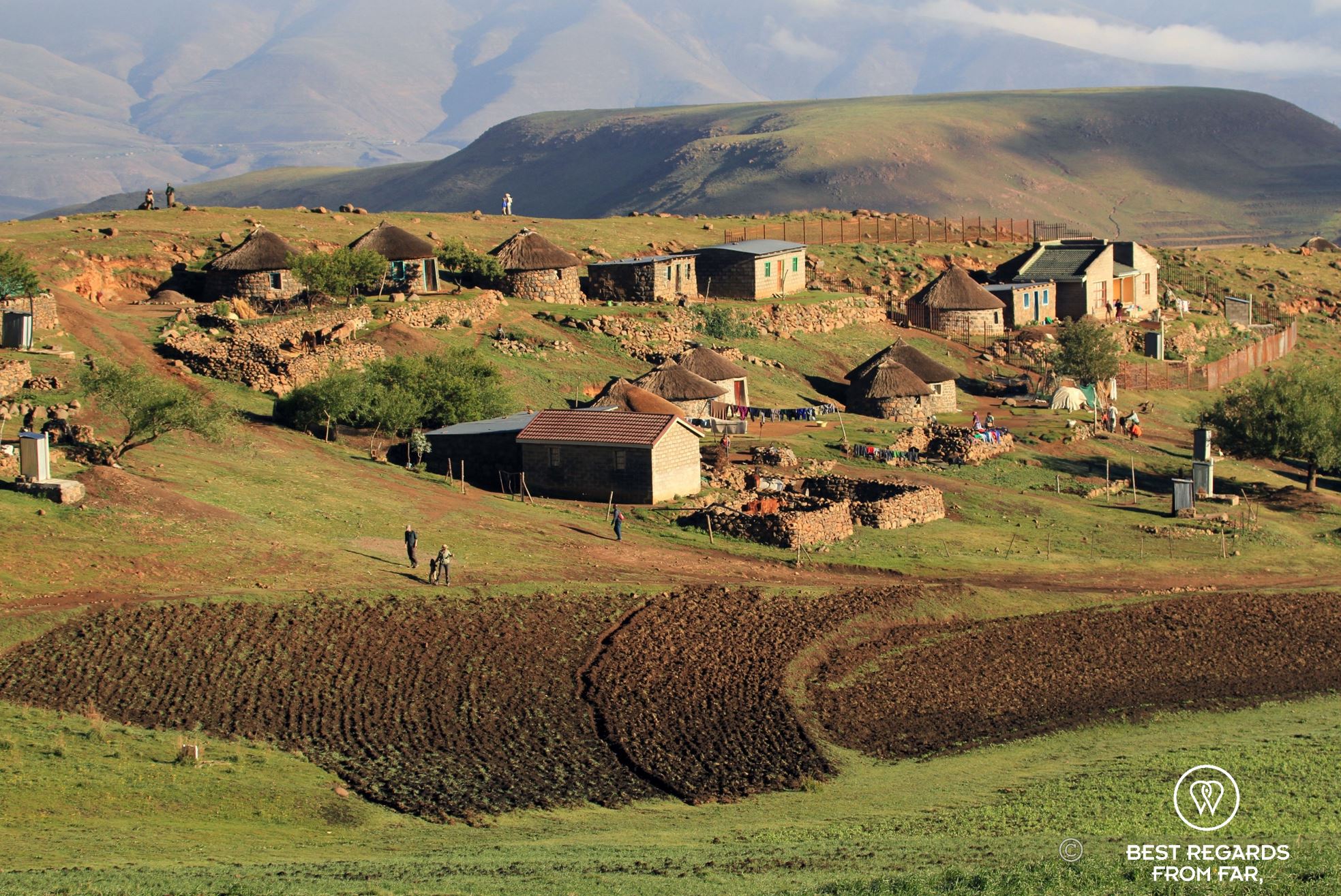 Early morning in Libibing village in the mountains of Eastern Lesotho.