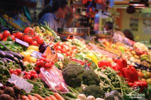 The colourful stalls of the Santa Caterina market, Barcelona