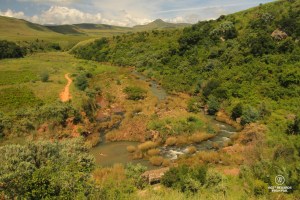 A swimming break while mountain biking the Northern Drakensberg