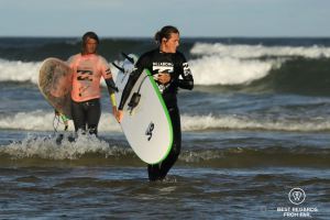 David Macgregor suring a surf lesson in Port Alfred