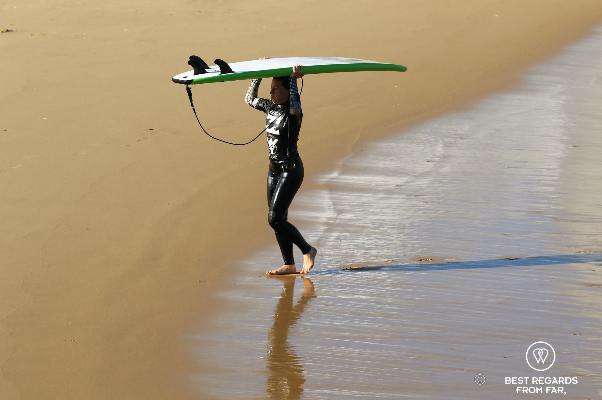 Getting out of the ocean after a surf session