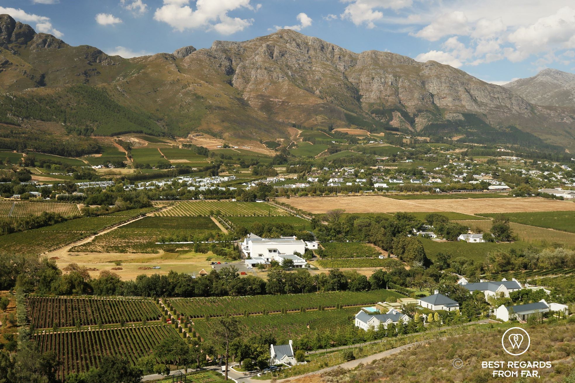 View on Franschhoek and its mountains