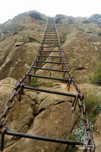 The daunting chain ladder leading to the Tugela Falls, Drakensberg, South Africa