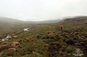 On the plateau leading to the top of the Tugela Falls, Drakensberg, South Africa