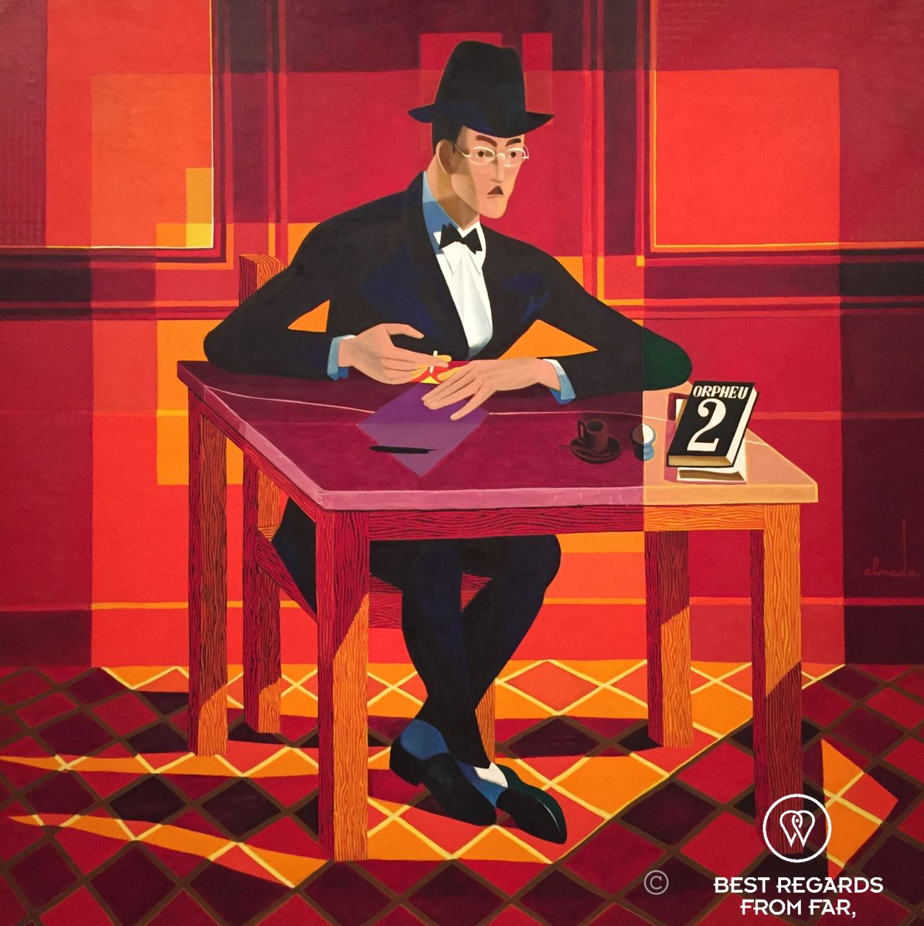 Portrait of Fernando Pessoa by José de Almada Negreiros at the Museo Nacional Centro de Arte Reina Sofia in Madrid.