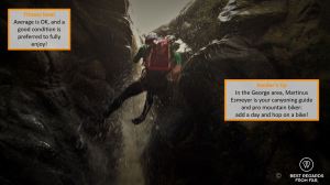The canyoning guide Marthinus Esmeyer abseiling down a waterfall.