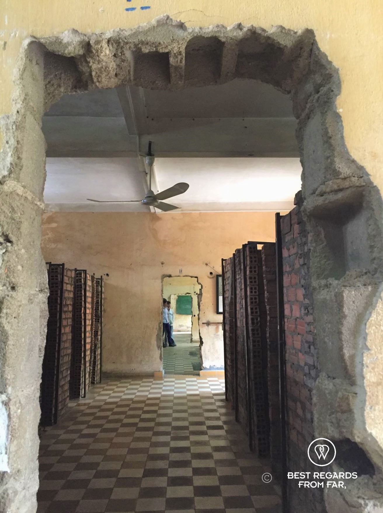 Small individual cells at the genocide museum.