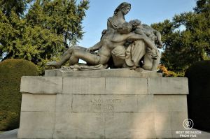 War memorial sculpture for WWI and WWII at Jardin de la Place de la République, Strasbourg, France