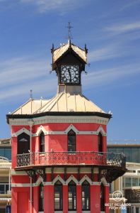 The iconic red clock tower of the V&A Waterfront in Cape Town