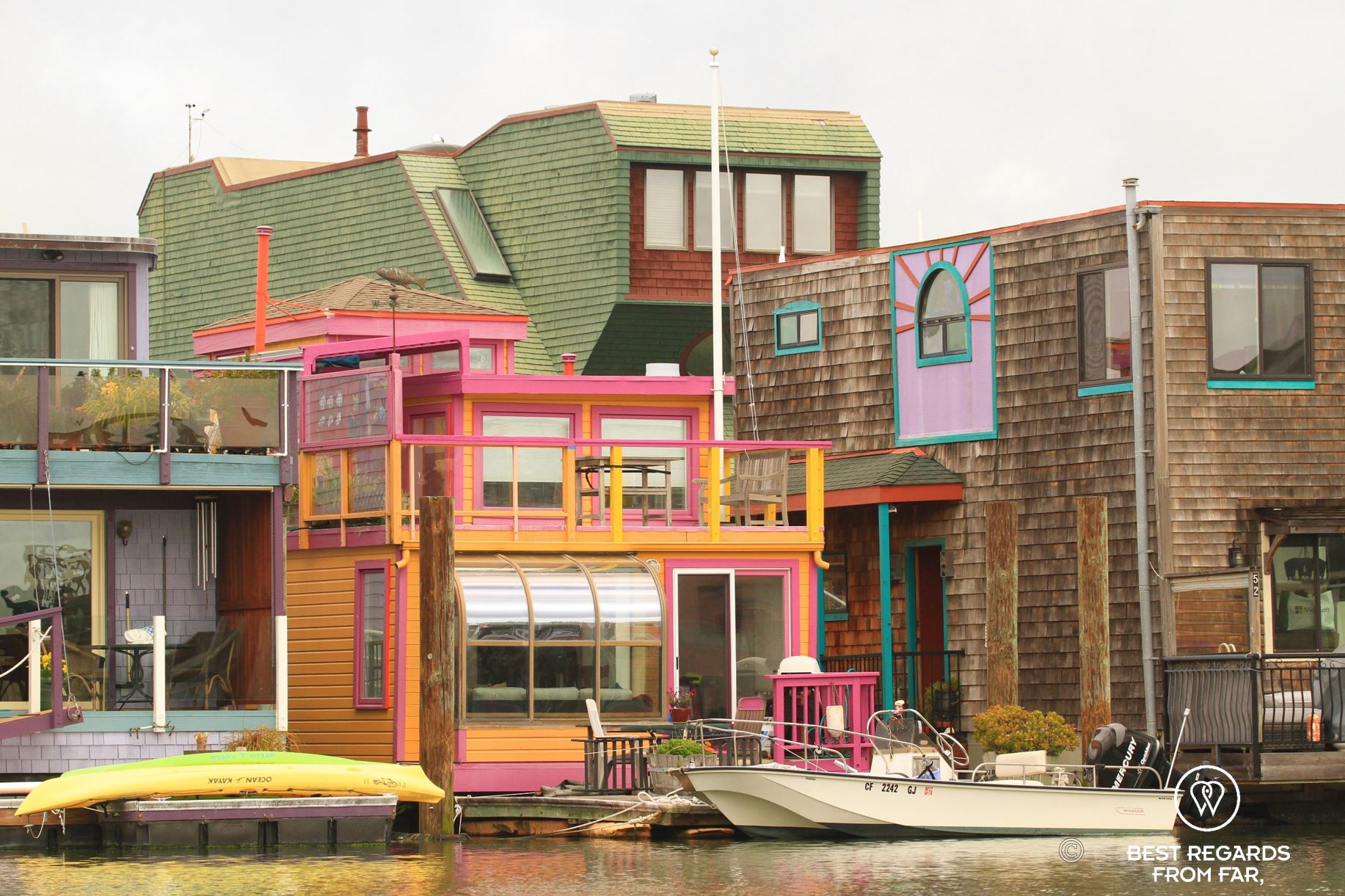 Colorful houses of Sausalito.