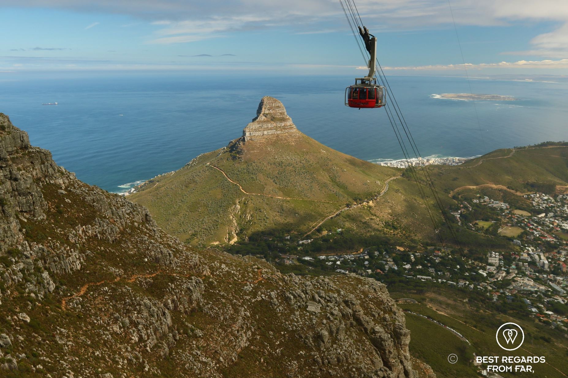 Lion's Head mountain in Cape Town with the Cable Car in the foreground.