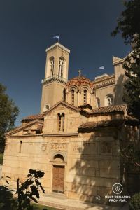The Metropolitan Orthodox Cathedral in the sun with blue skies, Athens, Greece