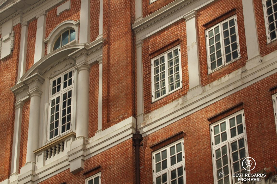 Red brick colonial architecture of the French mission in the central district of Hong Kong Island