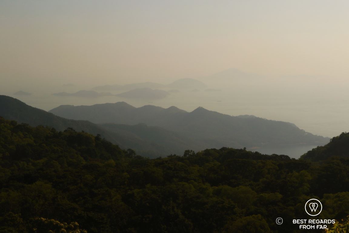 Green mountains and the South Chinese Sea.