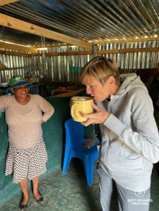 Tasting traditional beer in Eastern Lesotho