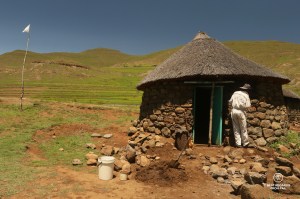 Eastern Lesotho village traditional rondavel