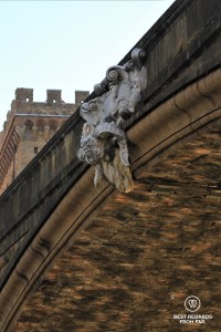 Detail of Ponte Santa Trìnita in Florence, Italy while stand up paddling the Arno River.