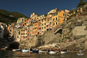 Sunset light on the houses of Riomaggiore