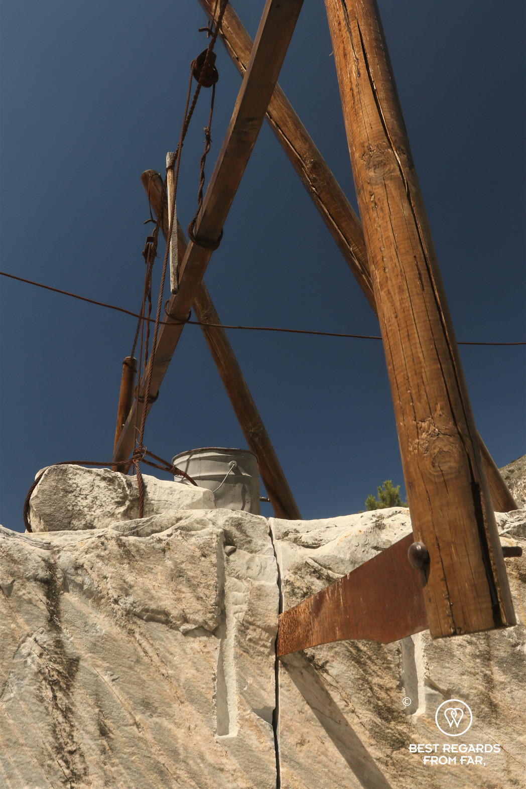 Old saw of the Carrara marble quarries, Italy